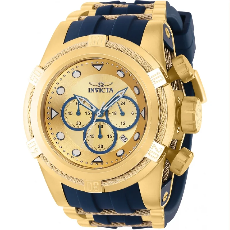 Adjustable band watches-Invicta Men's 37196 Bolt Zeus Blue and Gold-Tone Polyurethane and Stainless Steel Watch