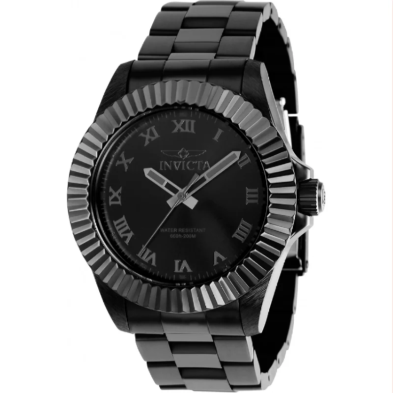 Square face watches-Invicta Men's 37408 Pro Diver Black Stainless Steel Watch