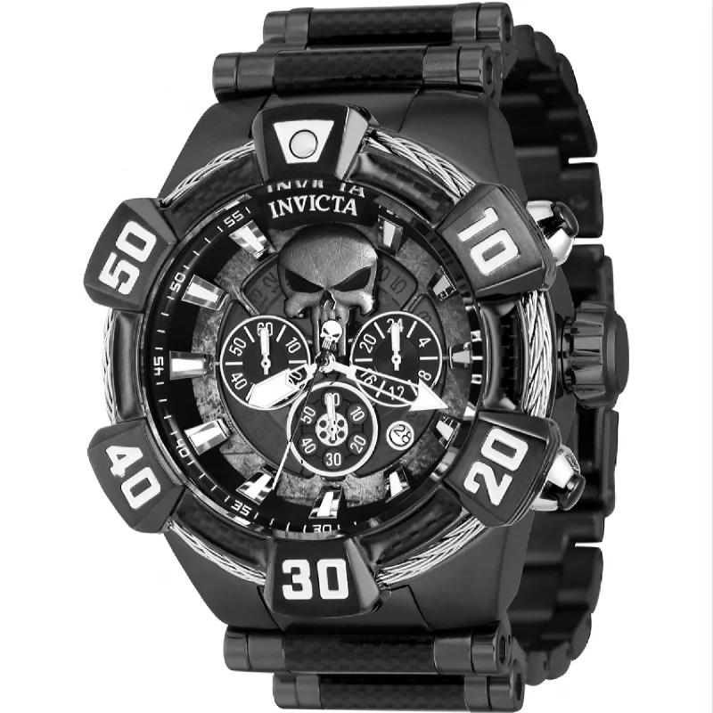 Textured strap watches-Invicta Men's 37687 Black Polyurethane and Stainless Steel Watch