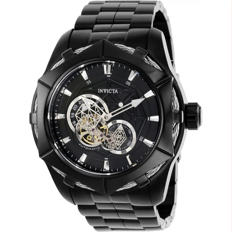 Rose gold dial watches-Invicta Men's 37688 Black Stainless Steel Watch