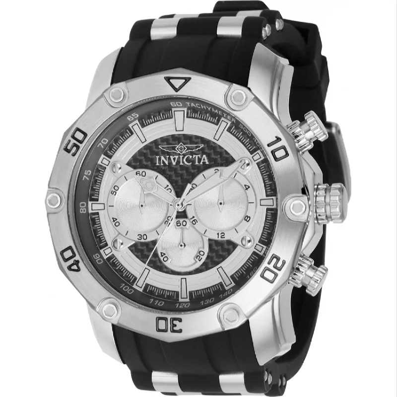 Fine square watches-Invicta Men's 37718 Pro Diver Scuba Black and Silver Polyurethane and Stainless Steel Watch