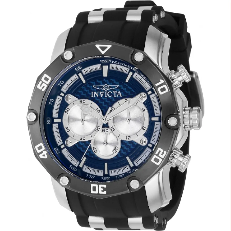 High-end strap watches-Invicta Men's 37720 Pro Diver Scuba Black and Silver Polyurethane and Stainless Steel Watch