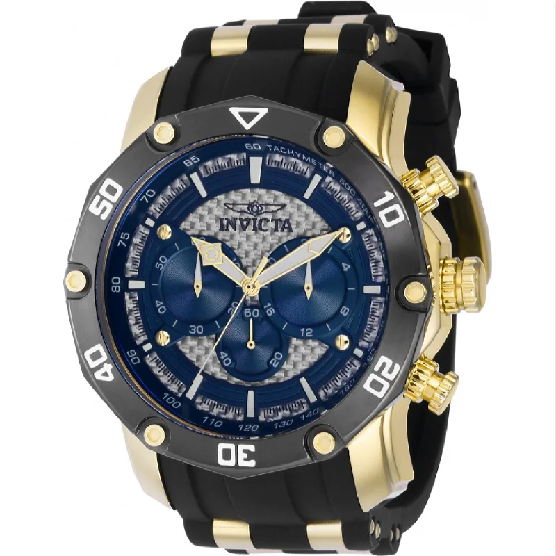 Oval stone watches-Invicta Men's 37721 Pro Diver Scuba Black and Gold-Tone Polyurethane and Stainless Steel Watch