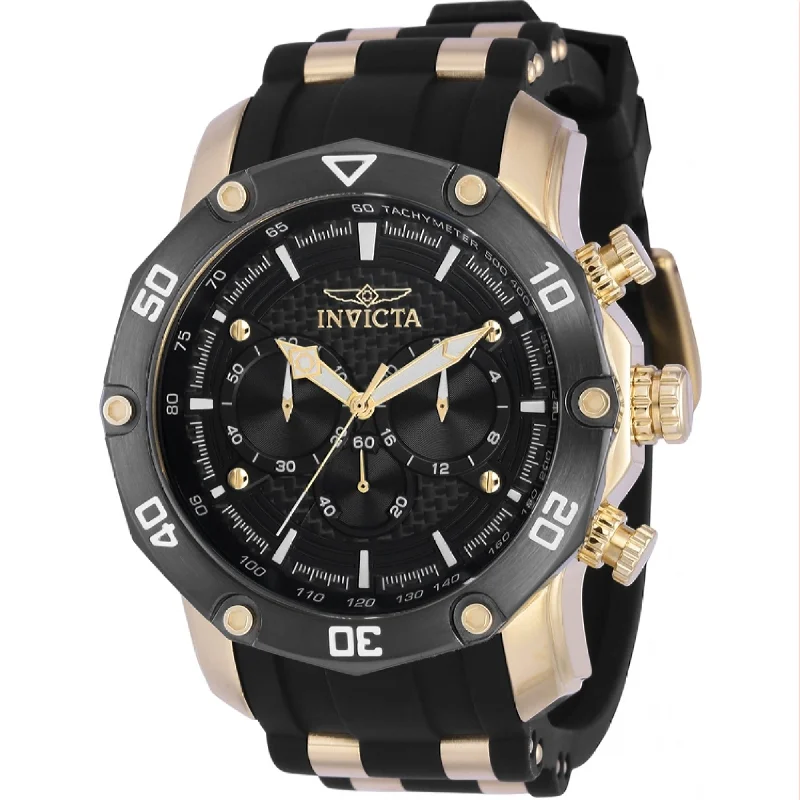 Art band watches-Invicta Men's 37722 Pro Diver Scuba Black and Gold-Tone Polyurethane and Stainless Steel Watch