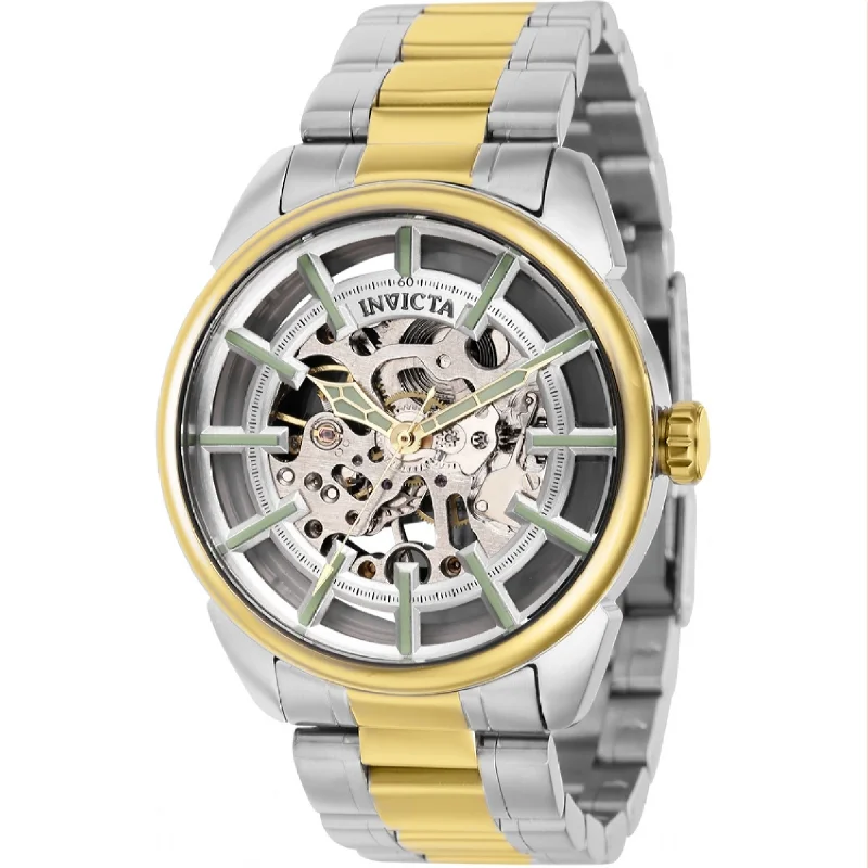 Satin finish watches-Invicta Men's 37926 Vintage Mechanical Gold-Tone and Silver Stainless Steel Watch