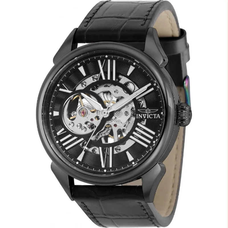 Bold face watches-Invicta Men's 38164 Vintage Mechanical Black Leather Watch