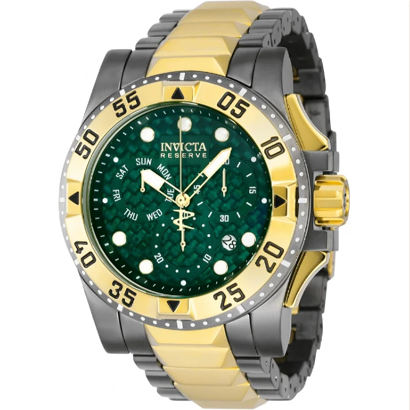 Citrine bezel watches-Invicta Men's 38335 Reserve Excursion Gold-Tone and Silver Stainless Steel Watch