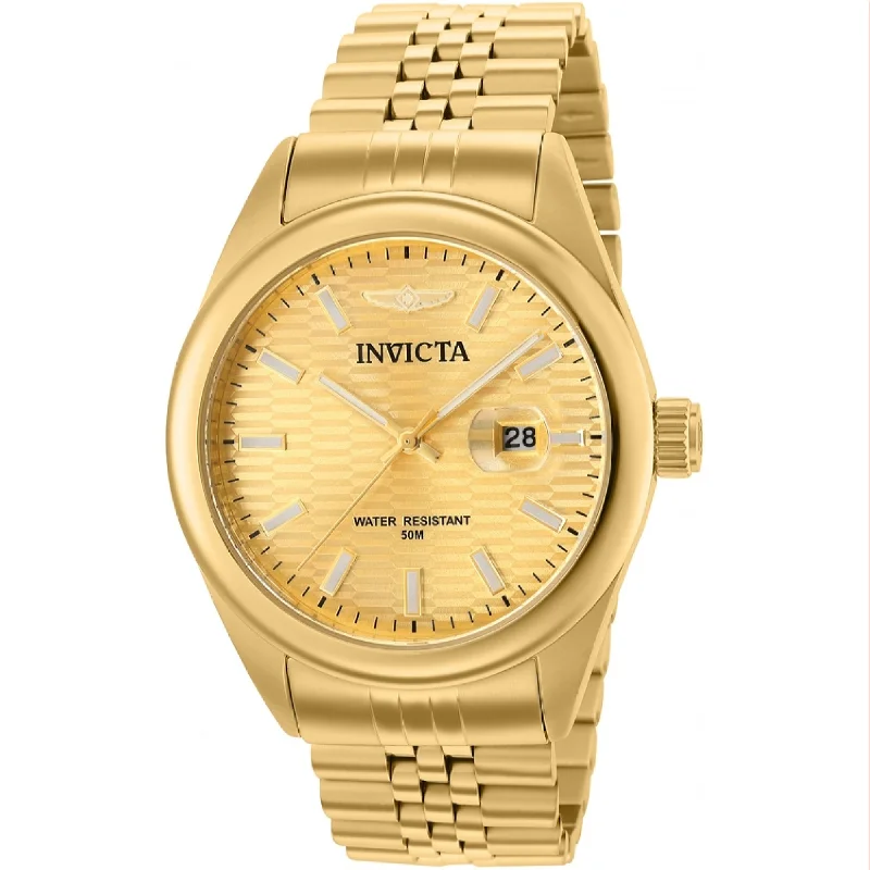 Sporty waterproof watches-Invicta Men's 38415 Aviator Gold-Tone Stainless Steel Watch