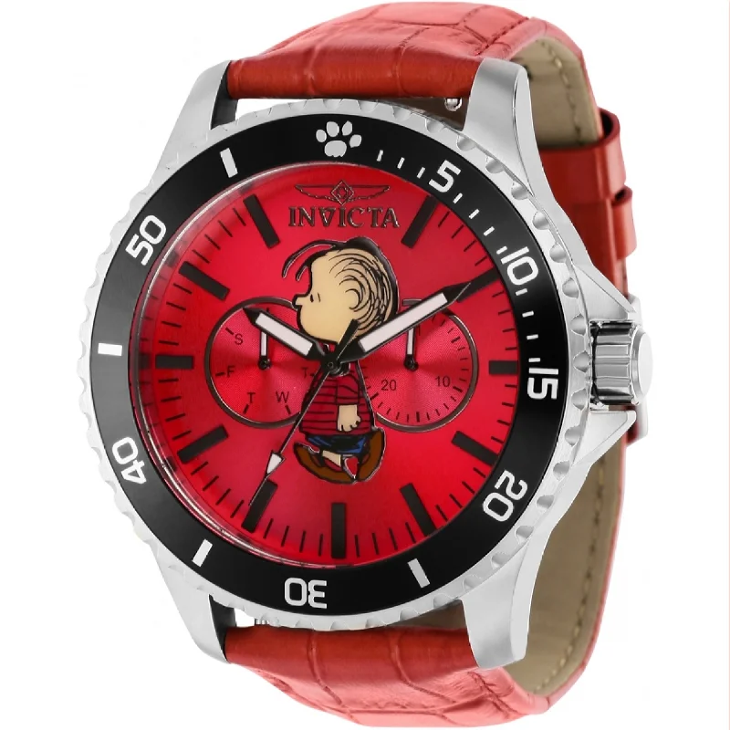 Etched case watches-Invicta Men's 38642 Red Leather Watch