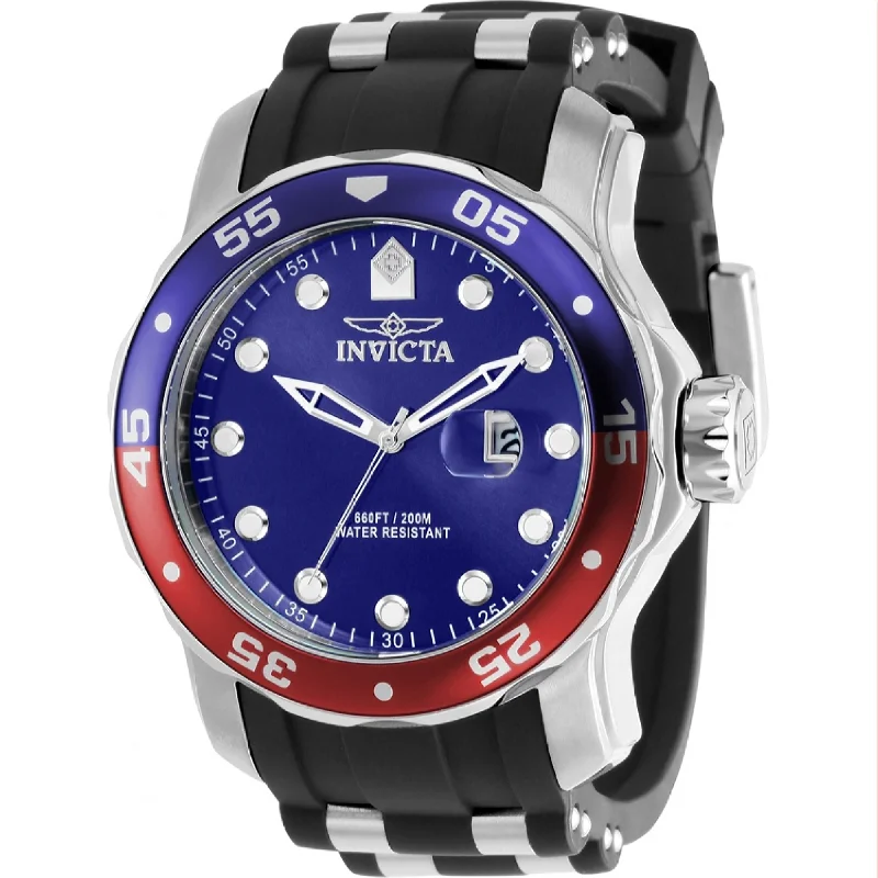 Adjustable band watches-Invicta Men's 39102 Pro Diver Black and Silver Polyurethane and Stainless Steel Watch