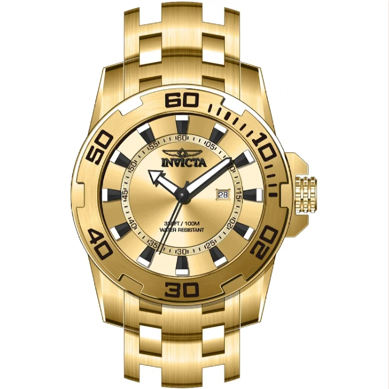 Sporty chrono watches-Invicta Men's 39111 Pro Diver Gold-Tone Stainless Steel Watch