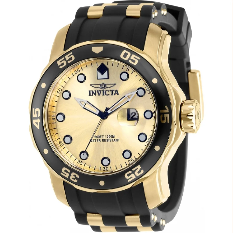 Fine square watches-Invicta Men's 39412 Pro Diver Black and Gold-Tone Polyurethane and Stainless Steel Watch