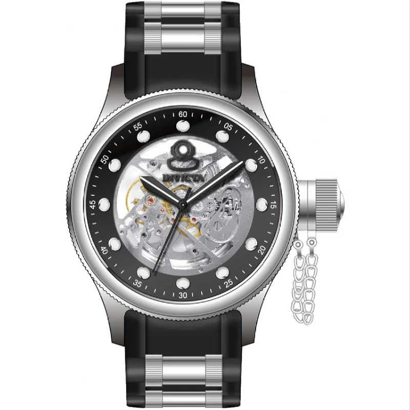 Wave dial watches-Invicta Men's 39421 Black and Silver Polyurethane and Stainless Steel Watch