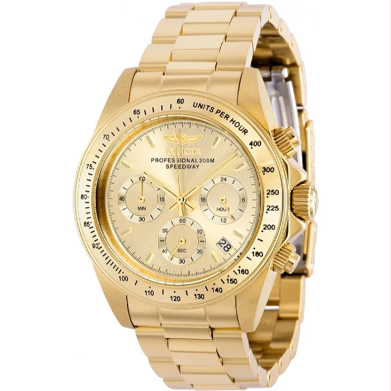 Crystal band watches-Invicta Men's 39565 Speedway Gold-Tone Stainless Steel Watch