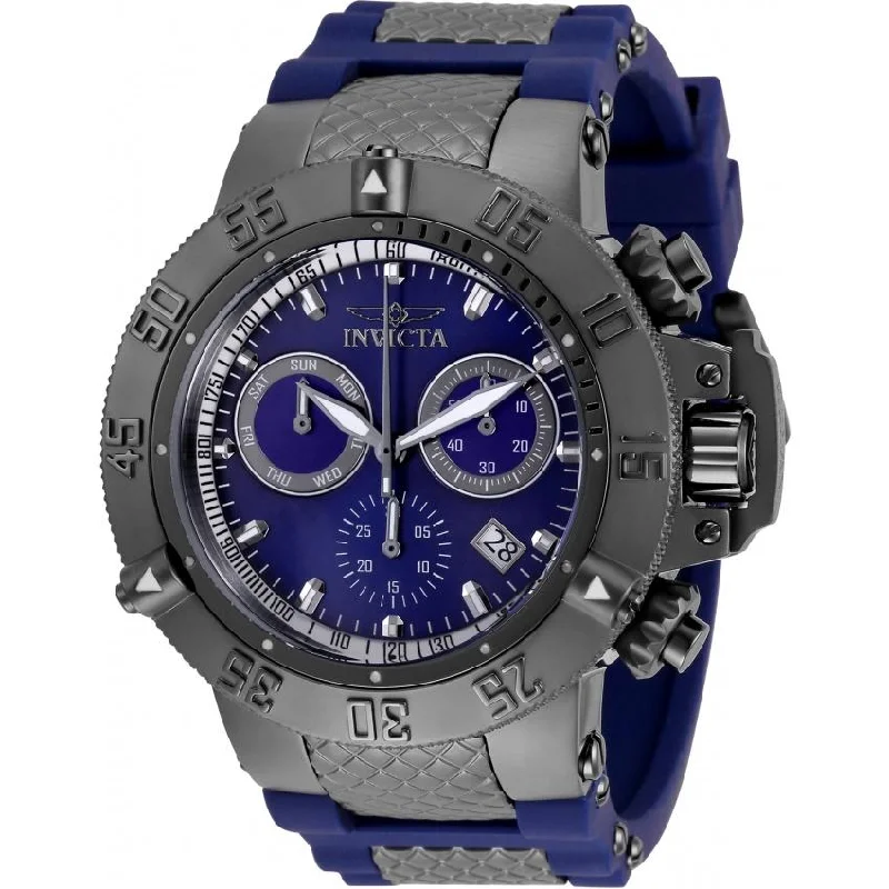 Polished gold watches-Invicta Men's 5509 Subaqua Noma III Chronograph Blue and Gunmetal Inserts Polyurethane Watch