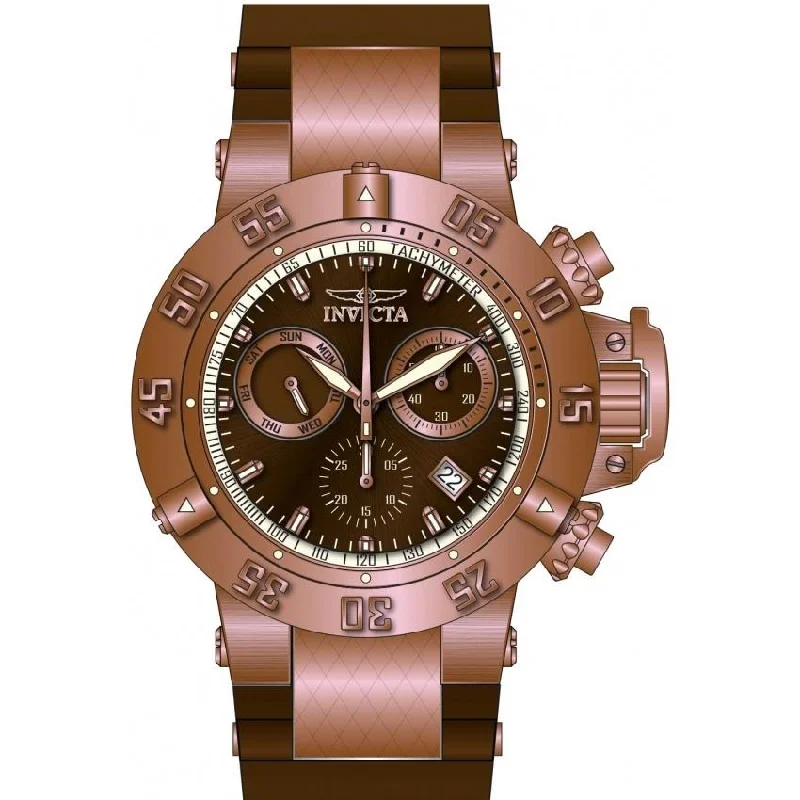 Sleek silver watches-Invicta Men's 5510 Subaqua Noma III Chronograph Brown and Rose-Tone Inserts Polyurethane Watch