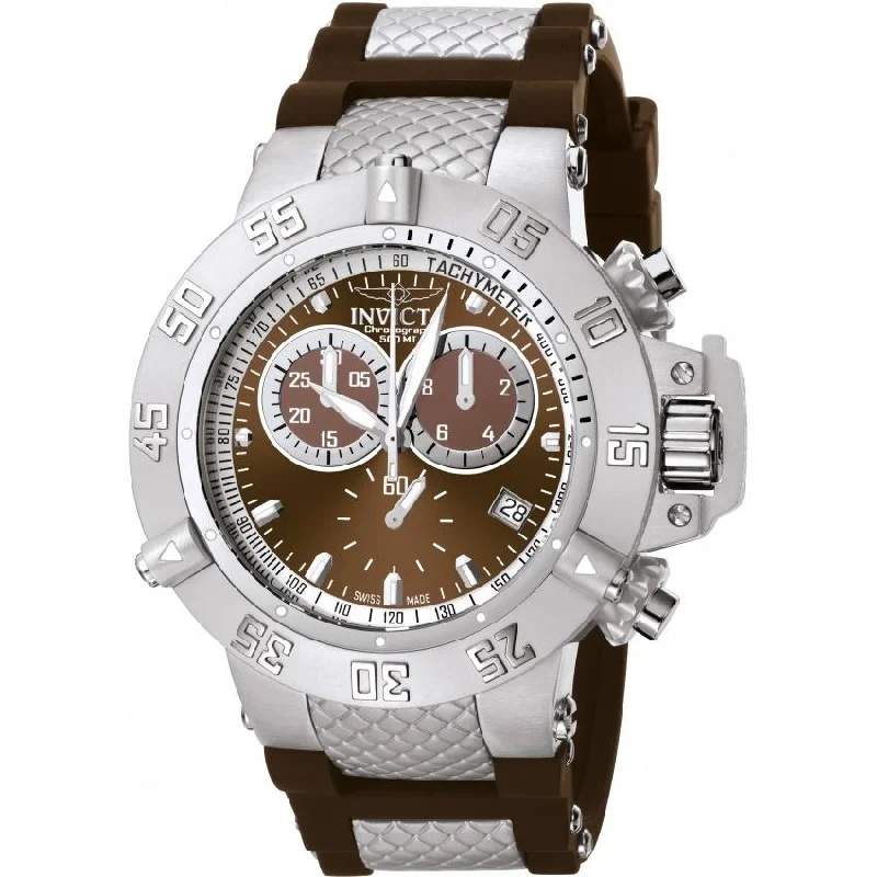 Citrine bezel watches-Invicta Men's 5513 Subaqua Noma III Chronograph Black and Silver Inserts Polyurethane Watch