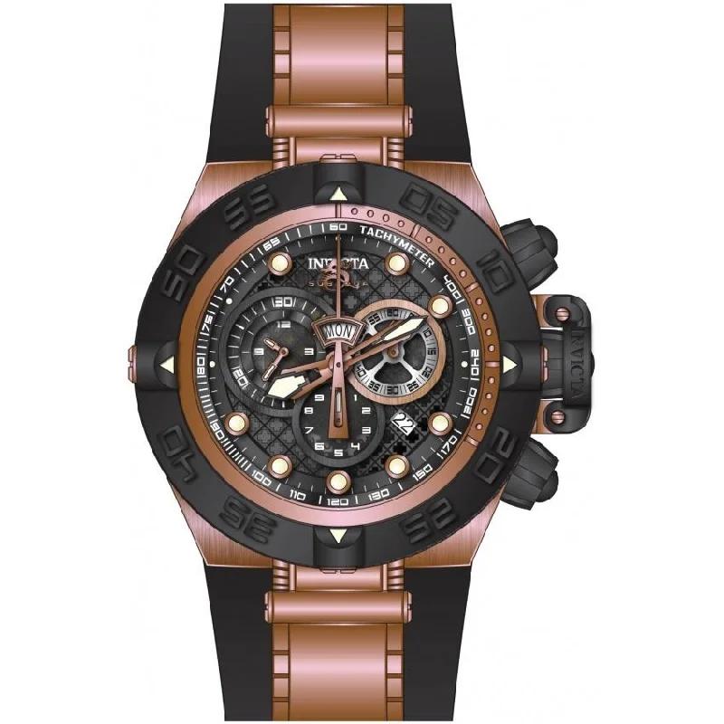 Driftwood watches-Invicta Men's 6575 Subaqua 4 Chronograph Black and Rose-Tone Polyurethane Watch