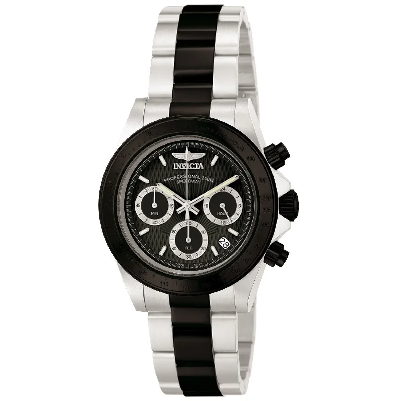 Etched case watches-Invicta Men's 6934 Speedway Classic Chronograph Black and Silver Stainless Steel Watch