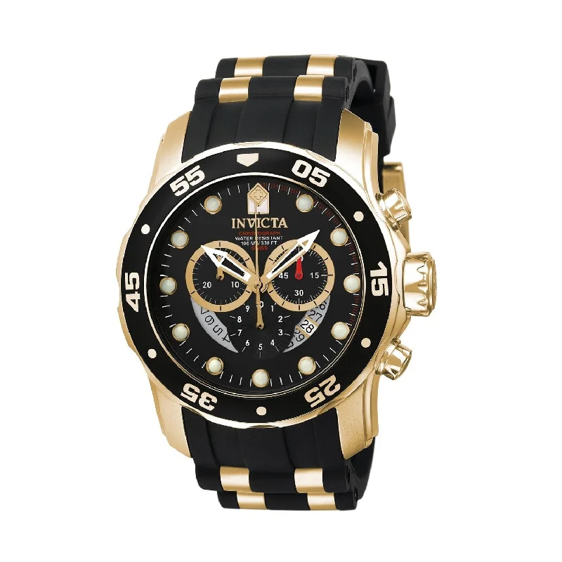 Tribal leather watches-Invicta Men's 6981 Pro Diver Scuba Multi-Function Black and Gold-Tone Polyurethane Watch