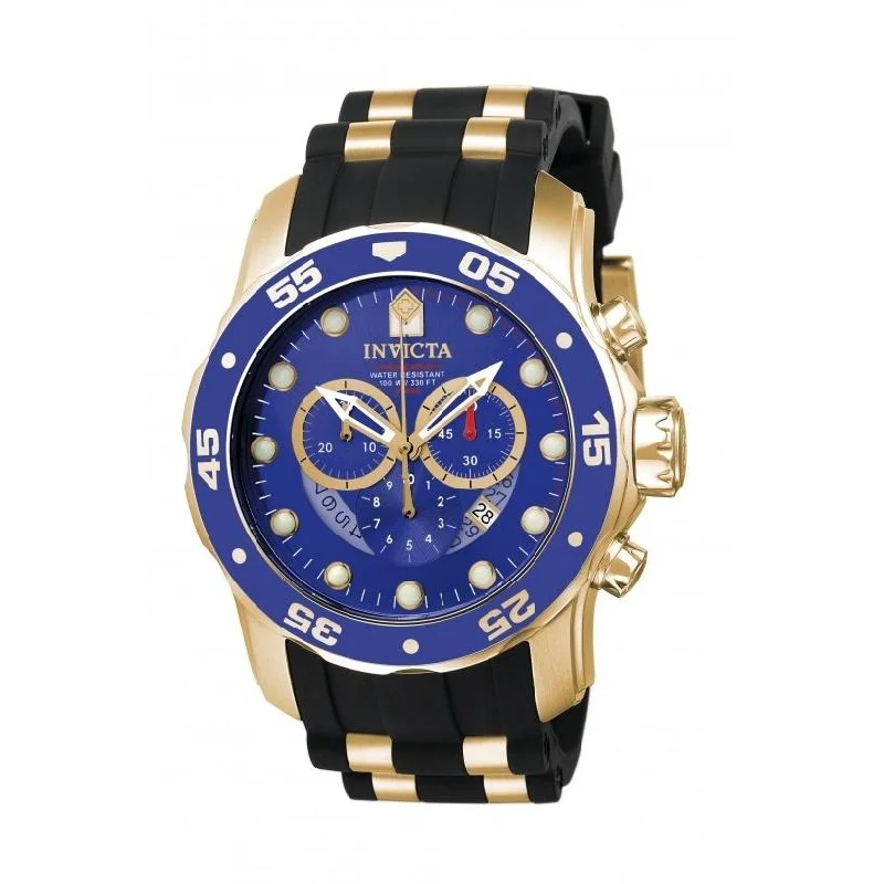 Fine strap watches-Invicta Men's 6983 Pro Diver Scuba Black and Gold-Tone Inserts Polyurethane and Stainless Steel Watch